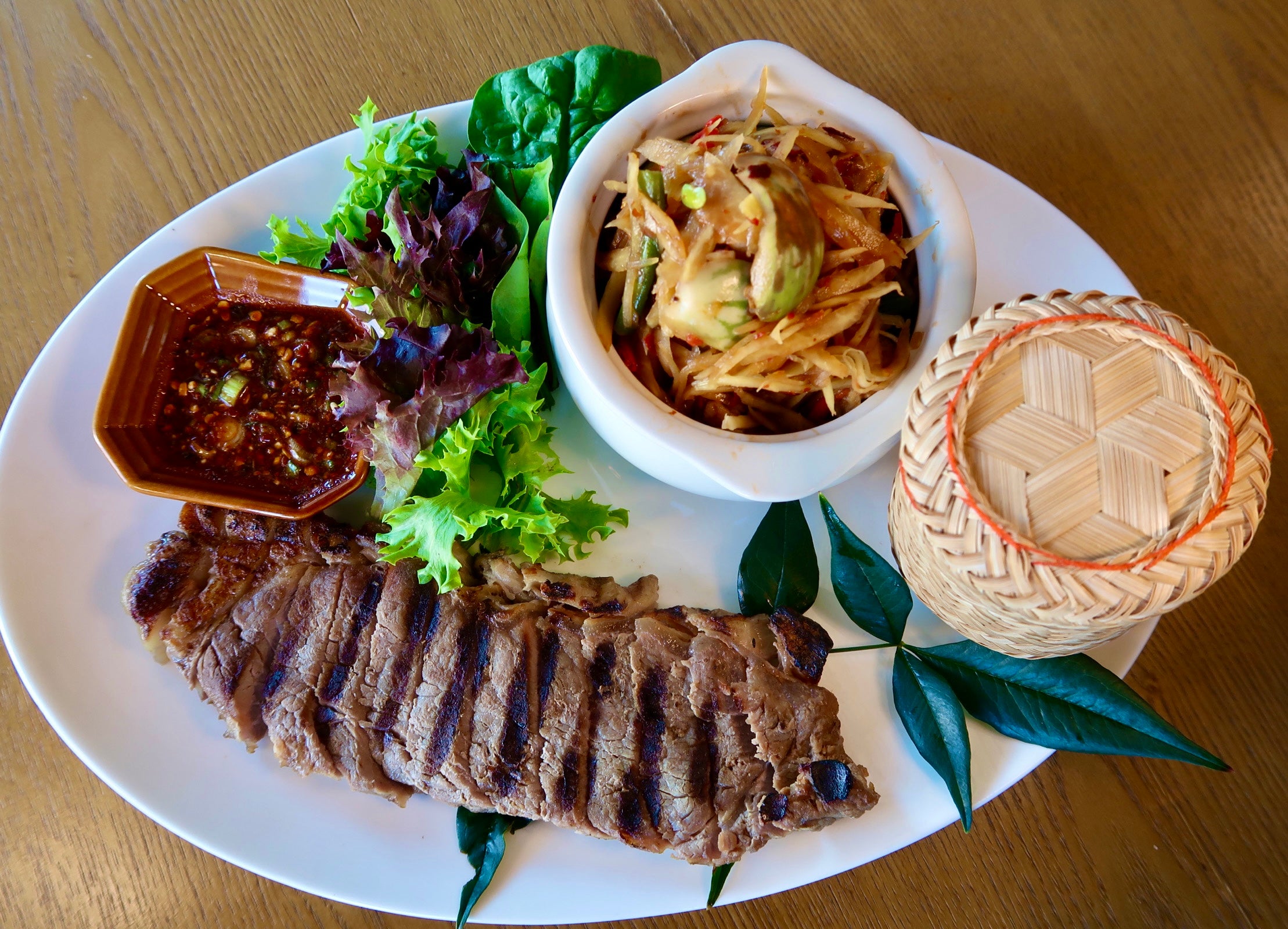 Nam tok beef with som tum